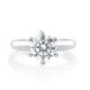 Front view of solitaire ring with 2 ct brilliant cut moissanite in 925 sterling silver