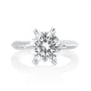 Front view of solitaire ring with 3 ct brilliant cut moissanite in 925 sterling silver