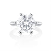 Front view of solitaire ring with 5 ct brilliant cut moissanite in 925 sterling silver