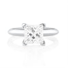 Front view of princess cut moissanite ring with 2 ct center stone in 925 sterling silver