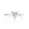 Cuore heart shaped emerald cut 2 ct moissanite ring in platinum plated 925 sterling silver front view
