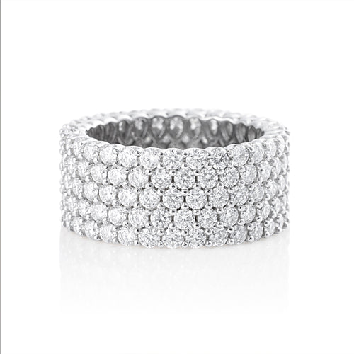 Grand eternity ring with brilliant cut moissanite in 925 sterling silver front view