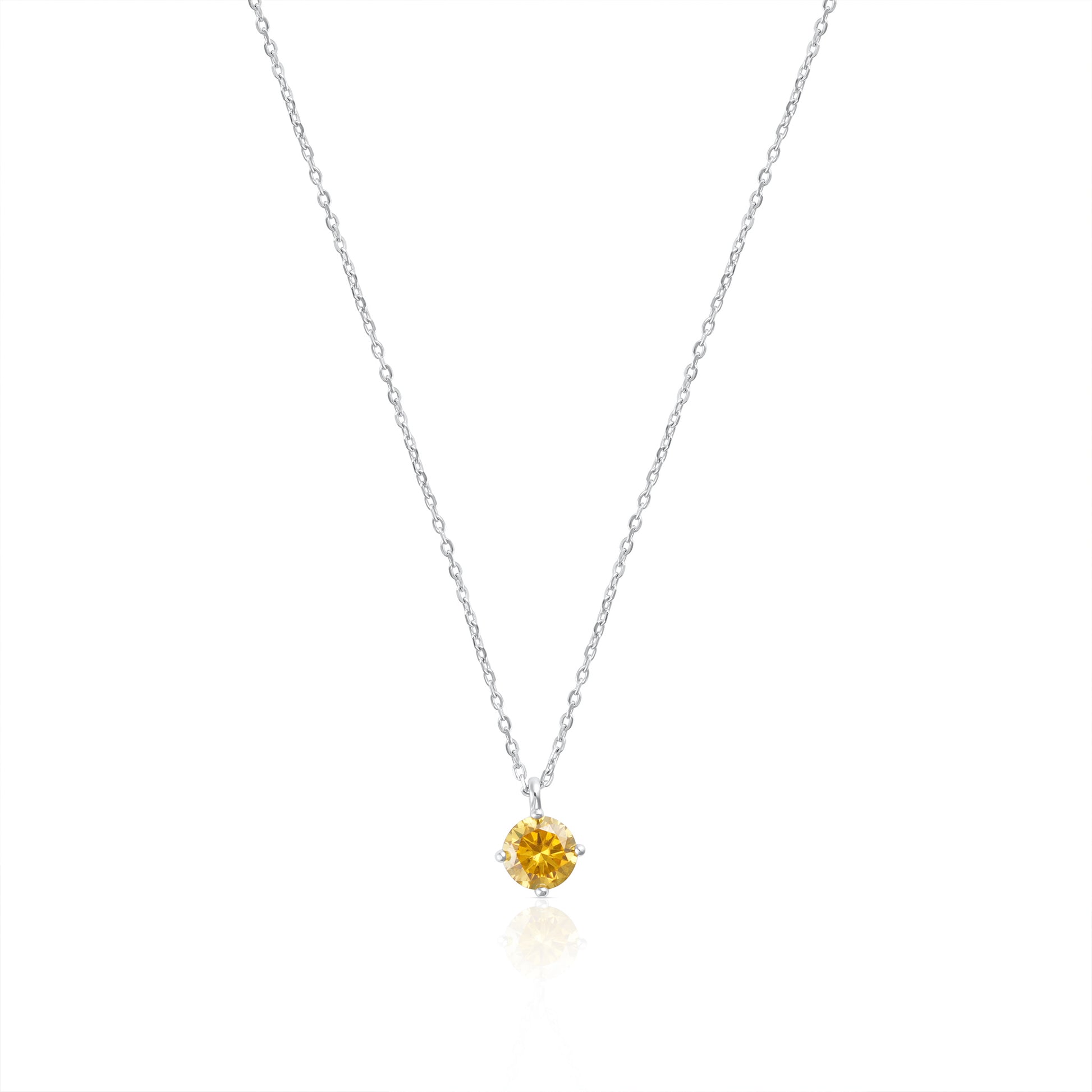 Summer Edition yellow light point necklace in 925 sterling silver with 1 ct moissanite