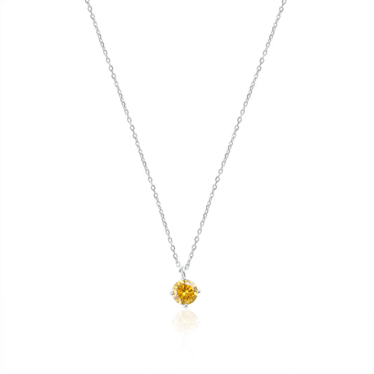 Summer Edition yellow light point necklace in 925 sterling silver with 1 ct moissanite