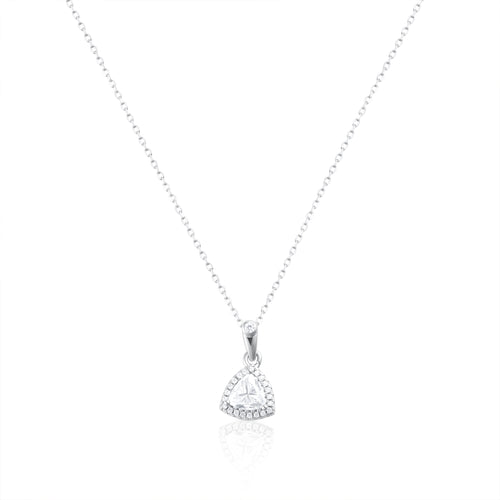 Trillion cut halo necklace in 925 sterling silver with 1 ct moissanite