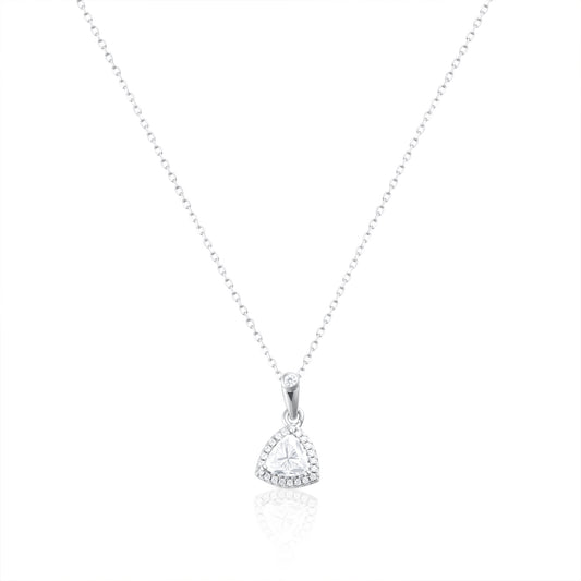 Trillion cut halo necklace in 925 sterling silver with 1 ct moissanite