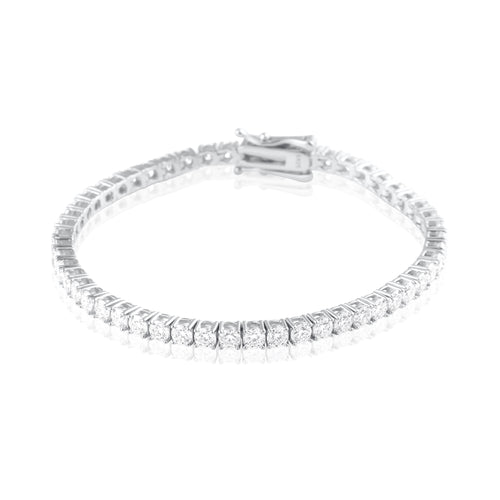 Tennis bracelet in 925 sterling silver with 3 mm brilliant cut moissanite stones