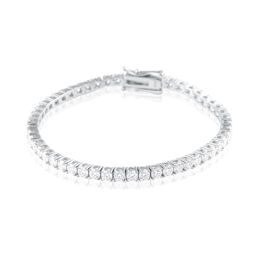Tennis bracelet in 925 sterling silver with 3 mm brilliant cut moissanite stones