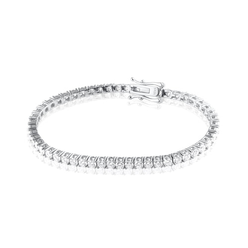Tennis bracelet in 925 sterling silver with 3 mm brilliant cut moissanite stones