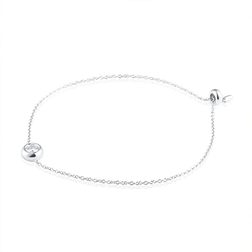 Adjustable fine bracelet in 925 sterling silver with 0.5 ct brilliant cut moissanite