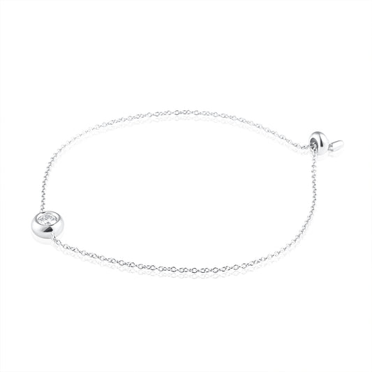Adjustable fine bracelet in 925 sterling silver with 0.5 ct brilliant cut moissanite