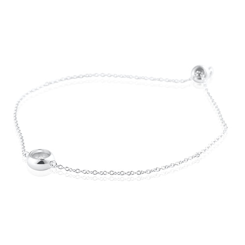 Adjustable fine bracelet in 925 sterling silver with 0.5 ct brilliant cut moissanite