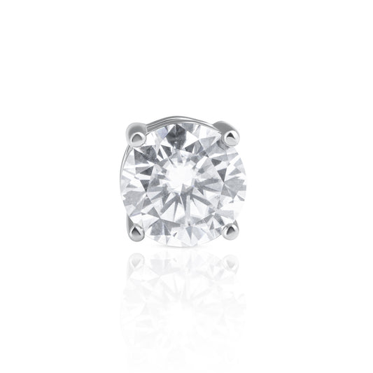 Aretes tipo botón con moissanitas brillantes de 1 qt en plata 925